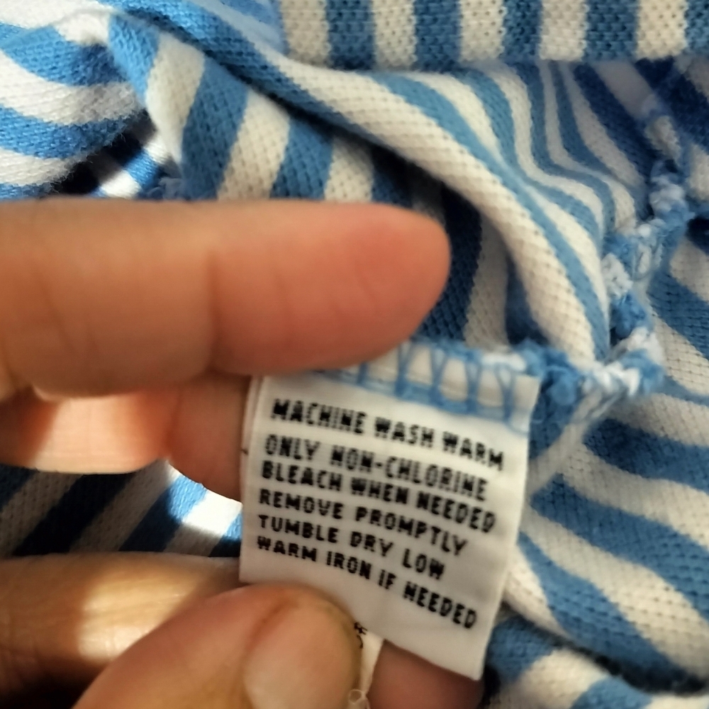 M474) Polo Ralph Lauren Men's Classic Blue Striped Cotton Shirt Size Large - Picture 7 of 7
